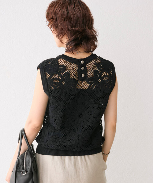 RIVE DROITE（リヴドロワ）の「【着映え◎】コード刺繍プルオーバー（ニット/セーター・レディース・ブラック/ベージュ・FREE）」の9枚目の写真