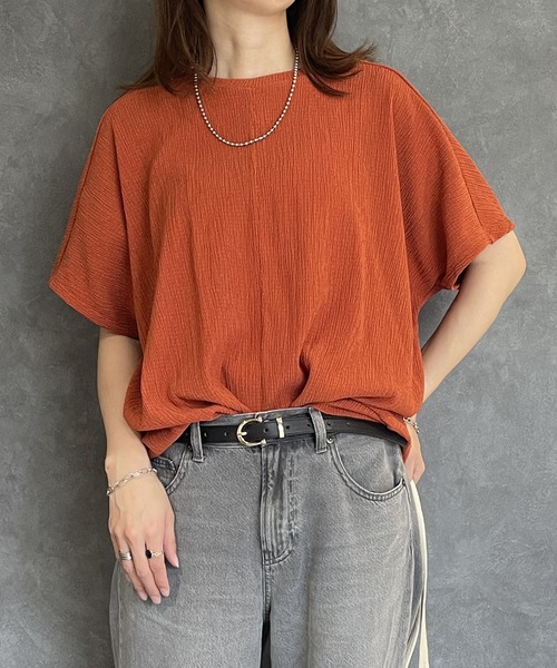 ikka(イッカ)の「【プチプラ1990円(税抜)】ジャガードドルマン裾タックプルオーバー(Tシャツ/カットソー・レディース・ライトベージュ/オレンジ/モカ/ブラック・S/M/L)」の1枚目の写真