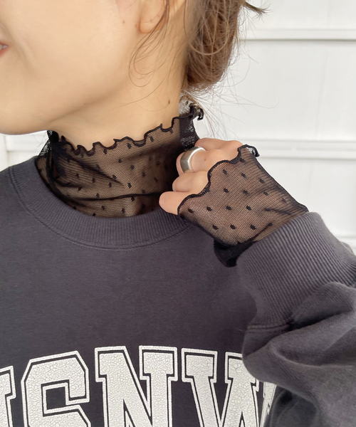 【2枚セット】SpickandSpan ドットチュールハイネックプルオーバー ドットチュールハイネックプルオーバー | スピック＆スパン