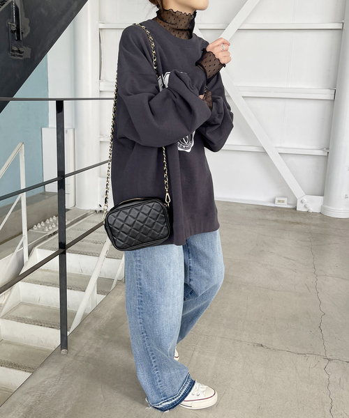 スピックアンドスパン　ドットチュールハイネックプルオーバー　ホワイト Spick＆Span tシャツ 「追加」ドットチュールハイネックプル