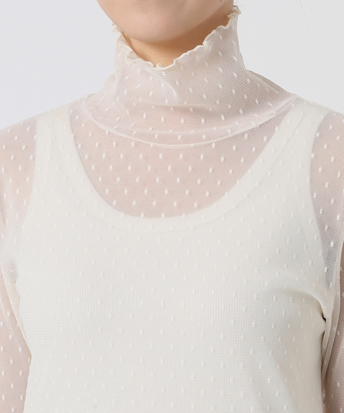 Spick & Span(スピックアンドスパン)の「《追加》ドットチュールハイネックプルオーバー(Tシャツ/カットソー・レディース・ホワイト系その他/ブラウン/ブラック・FREE)」の10枚目の写真