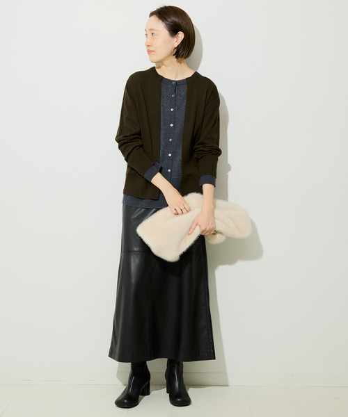 SLOBE IENA（スローブイエナ）の「フェイクレザーフレアスカート（スカート・レディース・ブラウン/ブラック・36/38）」の7枚目の写真