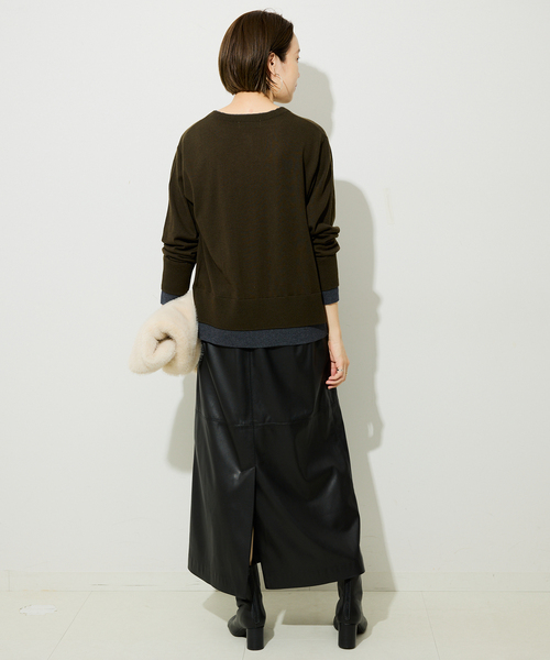 SLOBE IENA（スローブイエナ）の「フェイクレザーフレアスカート（スカート・レディース・ブラウン/ブラック・36/38）」の6枚目の写真