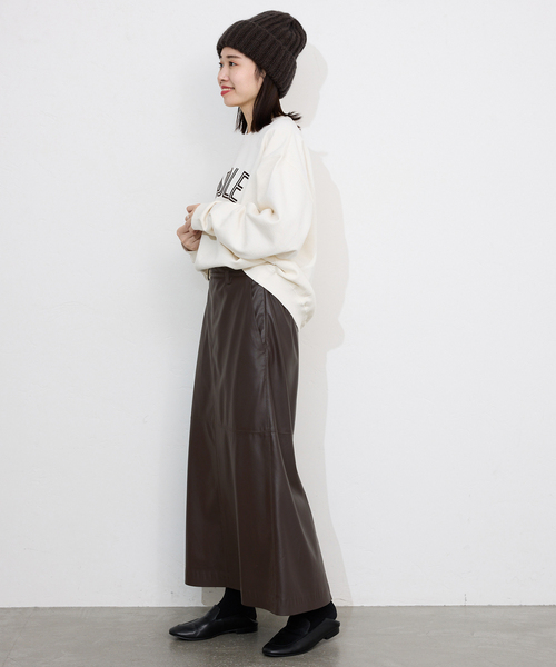 SLOBE IENA（スローブイエナ）の「フェイクレザーフレアスカート（スカート・レディース・ブラウン/ブラック・36/38）」の3枚目の写真