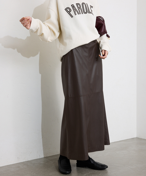 フェイクレザーフレアスカート（スカート）｜SLOBE IENA
