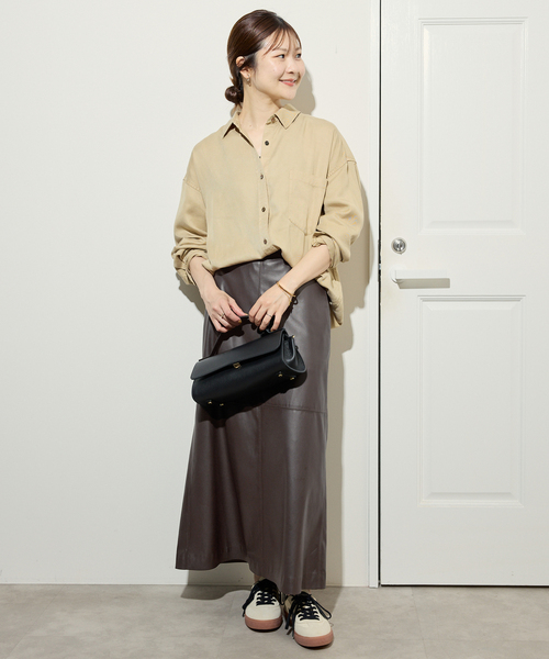 【完売品】SLOBE IENA スローブイエナ　フェイクレザーフレアスカート セール】フェイクレザーフレアスカート（スカート）｜SLOBE IENA