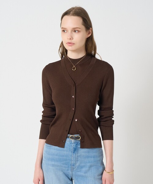 ANAYI（アナイ）の「アセテートポリエステルＶカーディガン（カーディガン/ボレロ・レディース・ピンクベージュ/ラベンダー/ブラウン/ブラック/オフホワイト・38/36）」の3枚目の写真