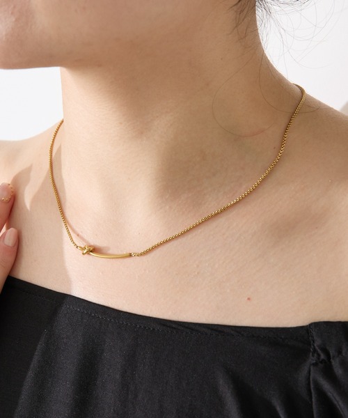 PAPILLONNER(パピヨネ)の「【OT】ステンレスノットバーネックレス(ネックレス・レディース・シルバー/ゴールド・FREE)」の1枚目の写真