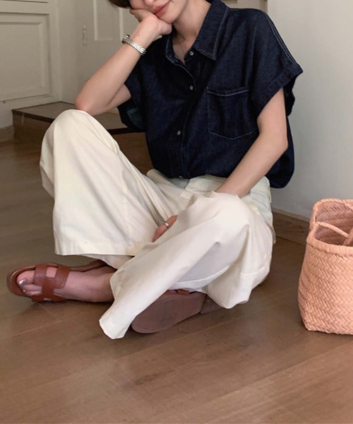 LAFFMO(ラフモ)の「フレンチスリーブデニムシャツ(シャツ/ブラウス・レディース・ブルー/ネイビー・M/L)」の20枚目の写真
