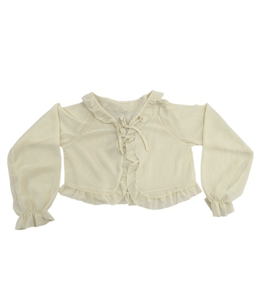 VIBGYOR(ヴィブジョー)の「シアーフリルレース リボンシャツ/冷房対策 日焼け対策(CZ)(シャツ/ブラウス・レディース・アイボリー/ホワイト・FREE)」の11枚目の写真