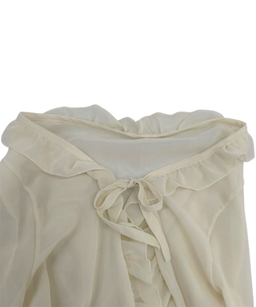 VIBGYOR(ヴィブジョー)の「シアーフリルレース リボンシャツ/冷房対策 日焼け対策(CZ)(シャツ/ブラウス・レディース・アイボリー/ホワイト・FREE)」の14枚目の写真