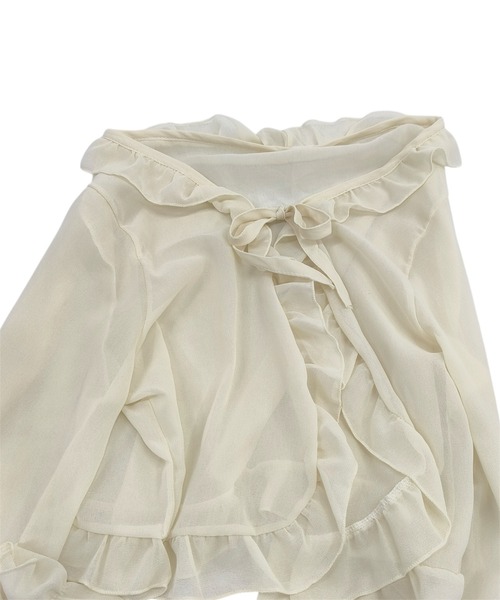 VIBGYOR(ヴィブジョー)の「シアーフリルレース リボンシャツ/冷房対策 日焼け対策(CZ)(シャツ/ブラウス・レディース・アイボリー/ホワイト・FREE)」の15枚目の写真