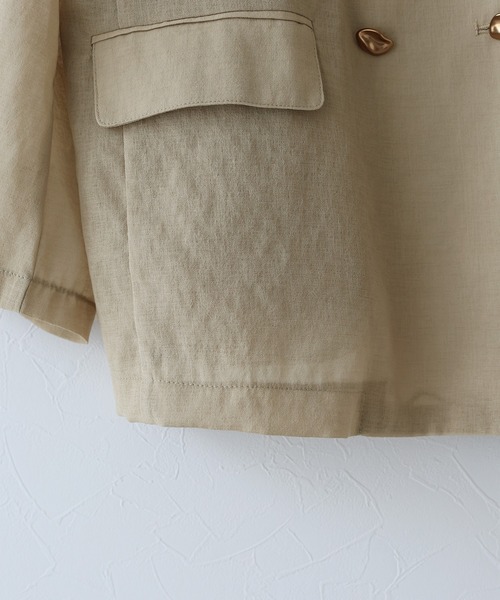ベージュ シアージャケット ダブルボタン ベージュ シアージャケット ダブルボタン ZOZO限定】シアー