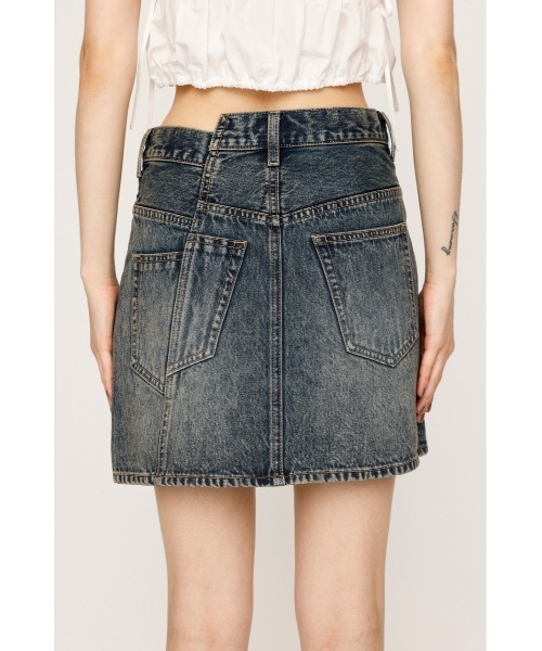 SLY（スライ）の「J/W SWITCHING S/SK ジャストウエスト スイッチング ショートスカート 秋服（デニムスカート・レディース・ブルー/ダークブルー・0/1）」の8枚目の写真