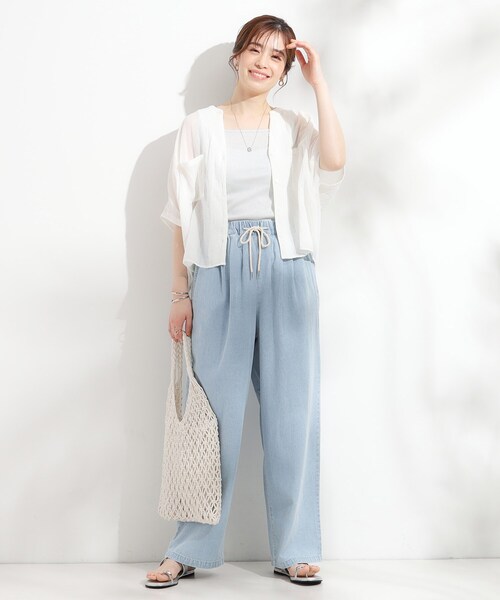 SHOO・LA・RUE（シューラルー）の「暑い夏も軽やかに デニムイージーワイドパンツ（その他パンツ・レディース・グレー/ブルー・04/03/02/01）」の5枚目の写真