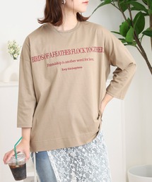 BRODIAEA 七分袖ロゴ刺繍Tシャツ