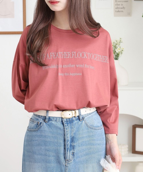 BRODIAEA(ブローディア)の「BRODIAEA 七分袖ロゴ刺繍Tシャツ(Tシャツ/カットソー・レディース・ローズ/ブラック/カーキ/マスタード/モカ・40)」の20枚目の写真