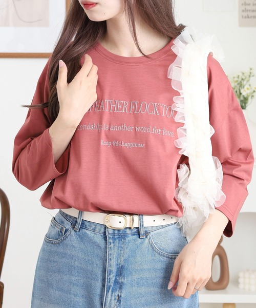 BRODIAEA(ブローディア)の「BRODIAEA 七分袖ロゴ刺繍Tシャツ(Tシャツ/カットソー・レディース・ローズ/ブラック/カーキ/マスタード/モカ・40)」の21枚目の写真