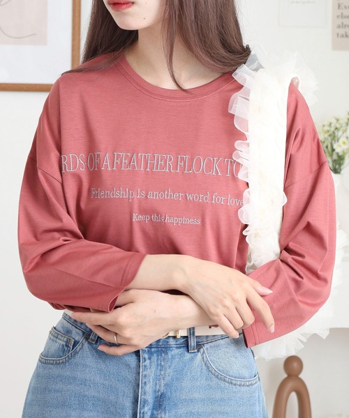 BRODIAEA(ブローディア)の「BRODIAEA 七分袖ロゴ刺繍Tシャツ(Tシャツ/カットソー・レディース・ローズ/ブラック/カーキ/マスタード/モカ・40)」の22枚目の写真