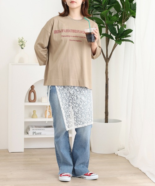 BRODIAEA(ブローディア)の「BRODIAEA 七分袖ロゴ刺繍Tシャツ(Tシャツ/カットソー・レディース・ローズ/ブラック/カーキ/マスタード/モカ・40)」の11枚目の写真