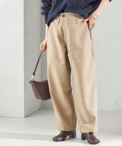 GOLDEN MILLS INC.(ゴールデンミルズ)の「【SHIPS別注】GOLDEN MILLS: 〈手洗い可能〉2WAY ベイカー パンツ(その他パンツ・レディース・ボルドー/ベージュ・ONE SIZE)」の2枚目の写真