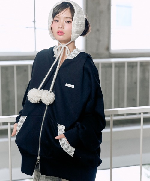 セール】レース付きZIPパーカー（パーカー）｜OLIVE des OLIVE