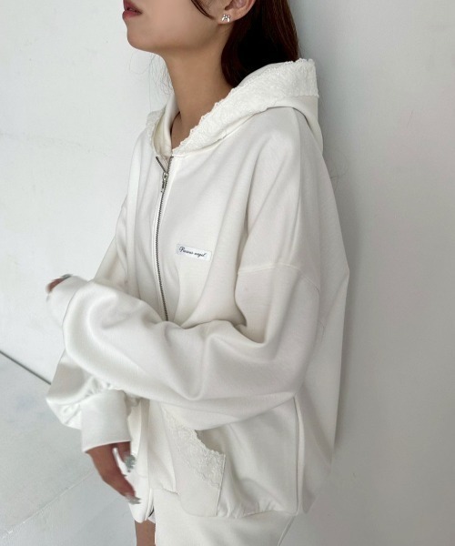 OLIVE des OLIVE（オリーブデオリーブ）の「レース付きZIPパーカー（パーカー・レディース・チャコールグレー/トップグレー/オフホワイト/ブラック/ブラウン・FREE）」の21枚目の写真