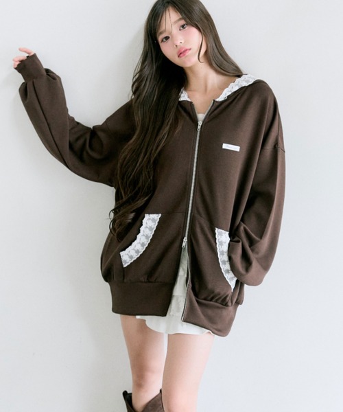 専用  オリーブ フード付きパーカー レース付きZIPパーカー（パーカー）｜OLIVE des OLIVE（オリーブ