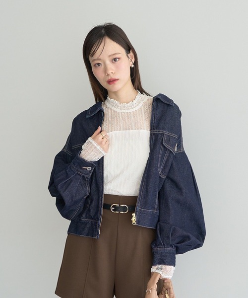 earth music&ecology(アースミュージックアンドエコロジー)の「レースドッキングプルオーバー(Tシャツ/カットソー・レディース・ブラック/オフホワイト/モカ/ピンク・S/M)」の7枚目の写真