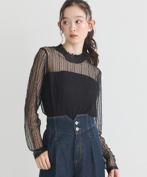 earth music&ecology(アースミュージックアンドエコロジー)の「レースドッキングプルオーバー(Tシャツ/カットソー・レディース・ブラック/オフホワイト/モカ/ピンク・S/M)」の9枚目の写真