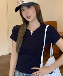 キーネックラグランTシャツ
