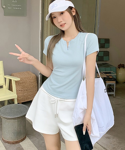 Doula Doula(ドゥーラドゥーラ)の「キーネックラグランTシャツ(Tシャツ/カットソー・レディース・ホワイト/ネイビー/ブルー/イエロー・M/S/L)」の22枚目の写真