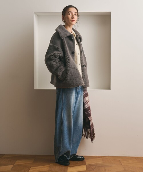 BEAUTY&YOUTH UNITED ARROWS（ビューティーアンドユースユナイテッドアローズ）の「【WEB限定】ボア×フェイクムートン ループボタンジャケット 2WAY（その他アウター・レディース・ダークグレー/ダークブラウン/ブラック/オフホワイト・FREE）」の9枚目の写真