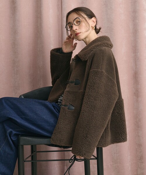 BEAUTY&YOUTH UNITED ARROWS（ビューティーアンドユースユナイテッドアローズ）の「【WEB限定】ボア×フェイクムートン ループボタンジャケット 2WAY（その他アウター・レディース・ダークグレー/ダークブラウン/ブラック/オフホワイト・FREE）」の12枚目の写真