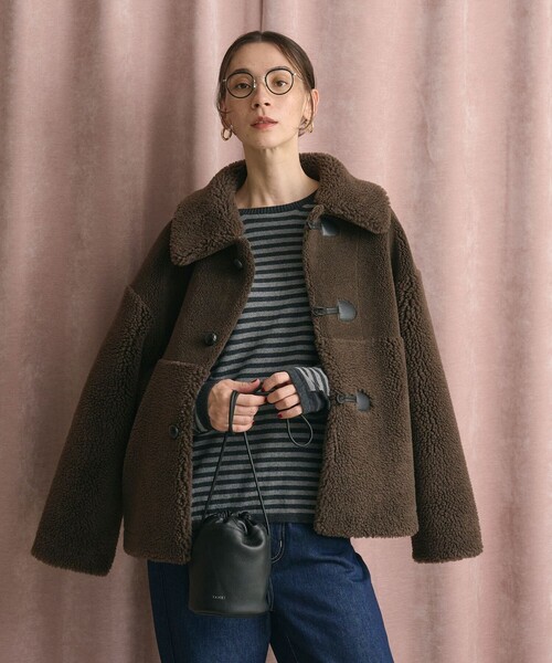 BEAUTY&YOUTH UNITED ARROWS（ビューティーアンドユースユナイテッドアローズ）の「【WEB限定】ボア×フェイクムートン ループボタンジャケット 2WAY（その他アウター・レディース・ダークグレー/ダークブラウン/ブラック/オフホワイト・FREE）」の13枚目の写真