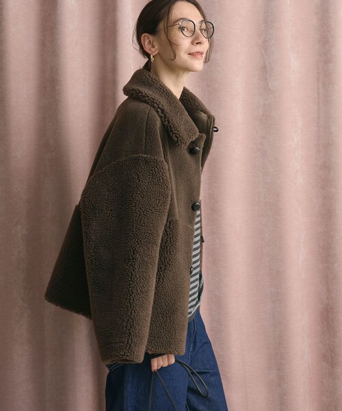 BEAUTY&YOUTH UNITED ARROWS（ビューティーアンドユースユナイテッドアローズ）の「【WEB限定】ボア×フェイクムートン ループボタンジャケット 2WAY（その他アウター・レディース・ダークグレー/ダークブラウン/ブラック/オフホワイト・FREE）」の14枚目の写真