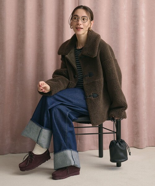 BEAUTY&YOUTH UNITED ARROWS（ビューティーアンドユースユナイテッドアローズ）の「【WEB限定】ボア×フェイクムートン ループボタンジャケット 2WAY（その他アウター・レディース・ダークグレー/ダークブラウン/ブラック/オフホワイト・FREE）」の15枚目の写真