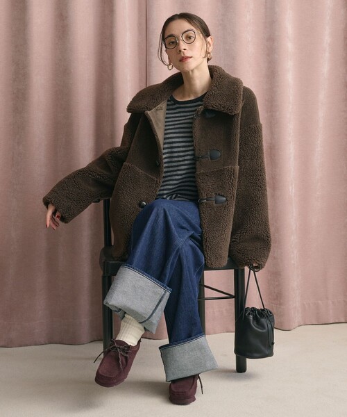 BEAUTY&YOUTH UNITED ARROWS（ビューティーアンドユースユナイテッドアローズ）の「【WEB限定】ボア×フェイクムートン ループボタンジャケット 2WAY（その他アウター・レディース・ダークグレー/ダークブラウン/ブラック/オフホワイト・FREE）」の16枚目の写真