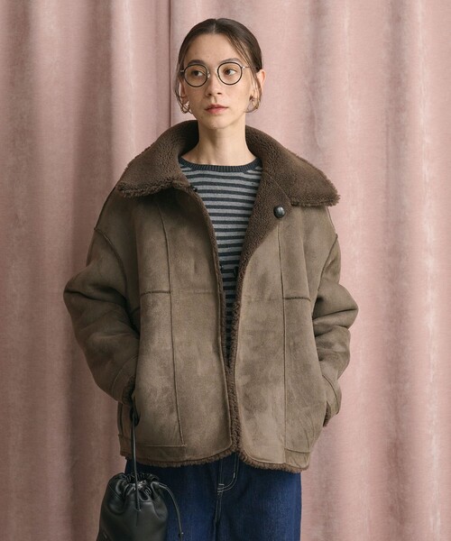 BEAUTY&YOUTH UNITED ARROWS（ビューティーアンドユースユナイテッドアローズ）の「【WEB限定】ボア×フェイクムートン ループボタンジャケット 2WAY（その他アウター・レディース・ダークグレー/ダークブラウン/ブラック/オフホワイト・FREE）」の18枚目の写真