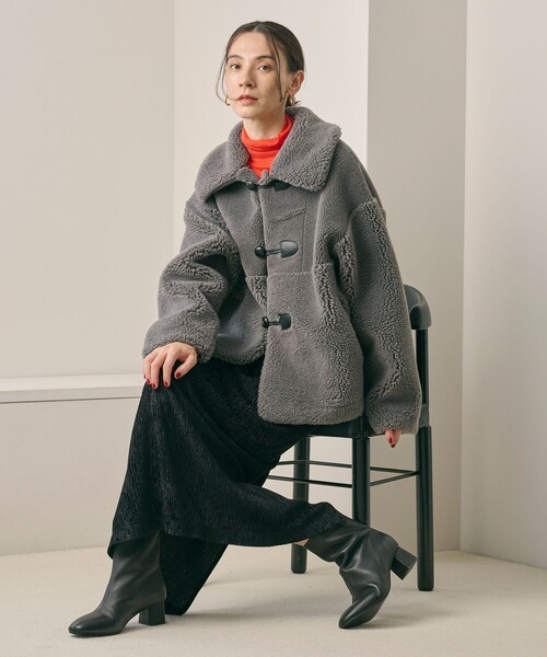 BEAUTY&YOUTH UNITED ARROWS（ビューティーアンドユースユナイテッドアローズ）の「【WEB限定】ボア×フェイクムートン ループボタンジャケット 2WAY（その他アウター・レディース・ダークグレー/ダークブラウン/ブラック/オフホワイト・FREE）」の20枚目の写真