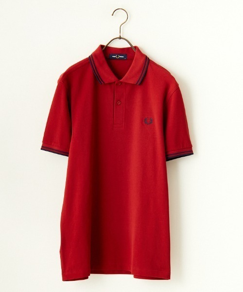 【ゆい】フレッドペリー 半袖ポロシャツ 赤 FRED PERRY フレッドペリー TWIN TIPPED SHIRT 2本ライン