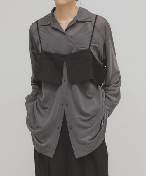 KBF（ケイビーエフ）の「シアールーズシャツ（シャツ/ブラウス・レディース・チャコールグレー/ベージュ/ピンク・ONE）」の2枚目の写真