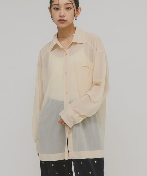 KBF（ケイビーエフ）の「シアールーズシャツ（シャツ/ブラウス・レディース・チャコールグレー/ベージュ/ピンク・ONE）」の4枚目の写真