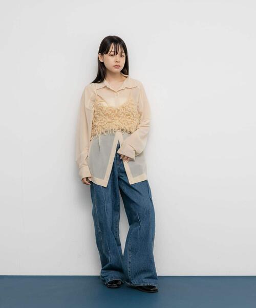 KBF（ケイビーエフ）の「シアールーズシャツ（シャツ/ブラウス・レディース・チャコールグレー/ベージュ/ピンク・ONE）」の9枚目の写真