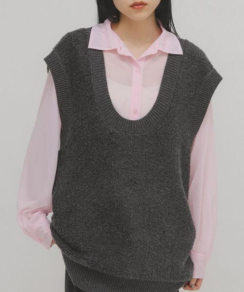 KBF（ケイビーエフ）の「シアールーズシャツ（シャツ/ブラウス・レディース・チャコールグレー/ベージュ/ピンク・ONE）」の18枚目の写真