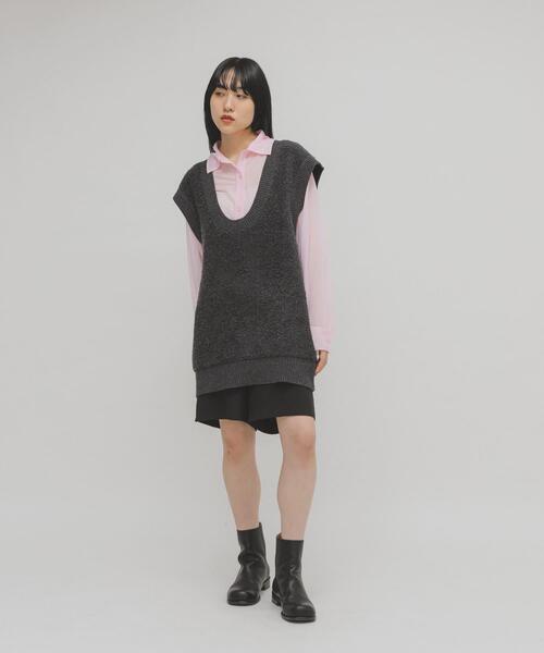 KBF（ケイビーエフ）の「シアールーズシャツ（シャツ/ブラウス・レディース・チャコールグレー/ベージュ/ピンク・ONE）」の19枚目の写真