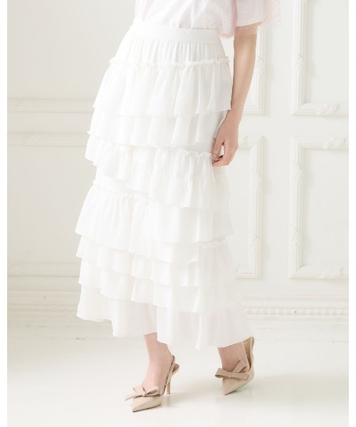 アシンメトリーフリルティアードスカート（スカート）｜LANTINAM
