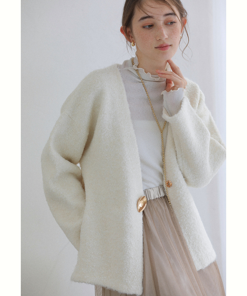 La TOTALITE（ラトータリテ）の「【洗える】ブークレニットジャケット（その他アウター・レディース・ネイビー/アイボリー/ピンク系その他・FREE）」の6枚目の写真