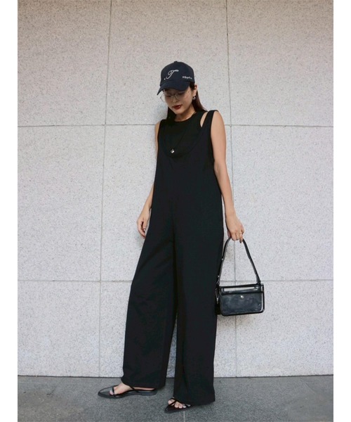 TRUNC(トランクエイティーエイト)の「Layered All In One(サロペット/オーバーオール・レディース・ブラック/カーキ・FREE)」の4枚目の写真