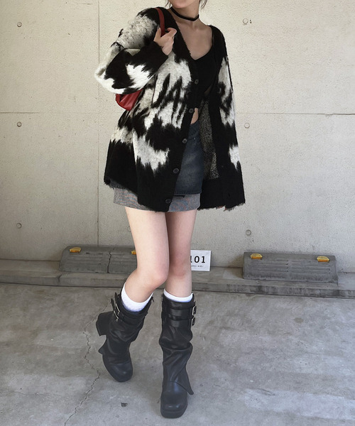 SPIRALGIRL(スパイラルガール)の「配色ミドルカーデ(カーディガン/ボレロ・レディース・ブラック/レッド/イエロー・FREE)」の12枚目の写真